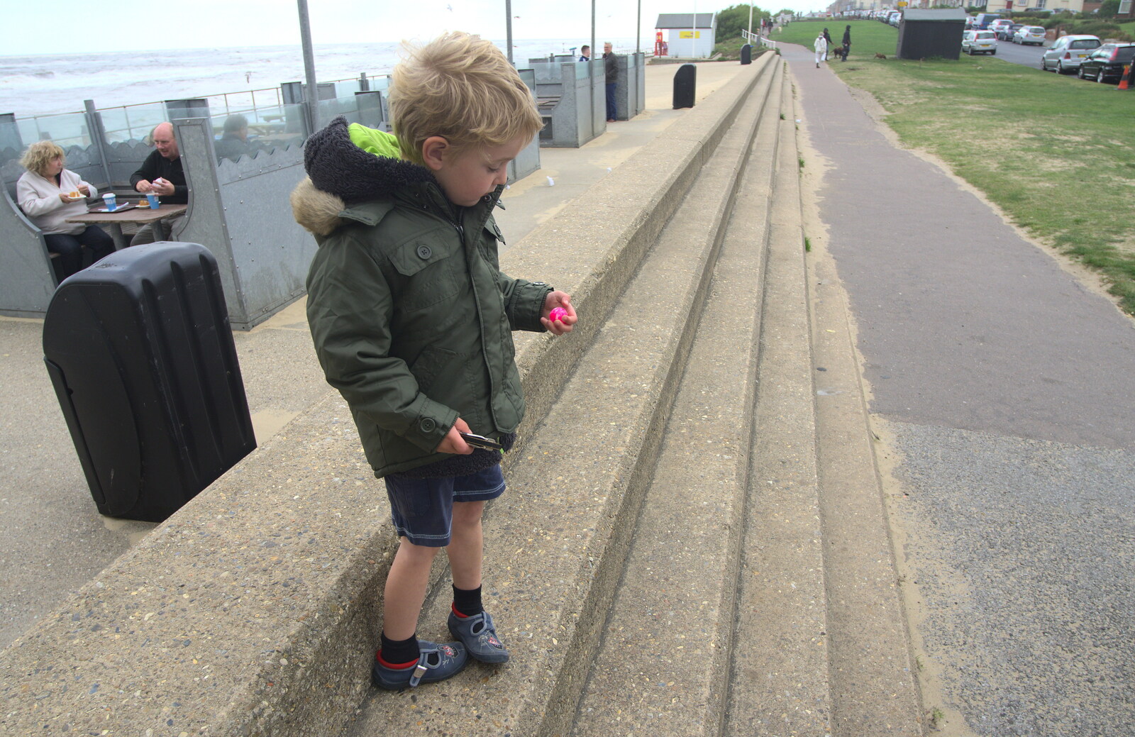 Fred on the concrete steps from Southwold By The Sea, Suffolk - 29th September 2013