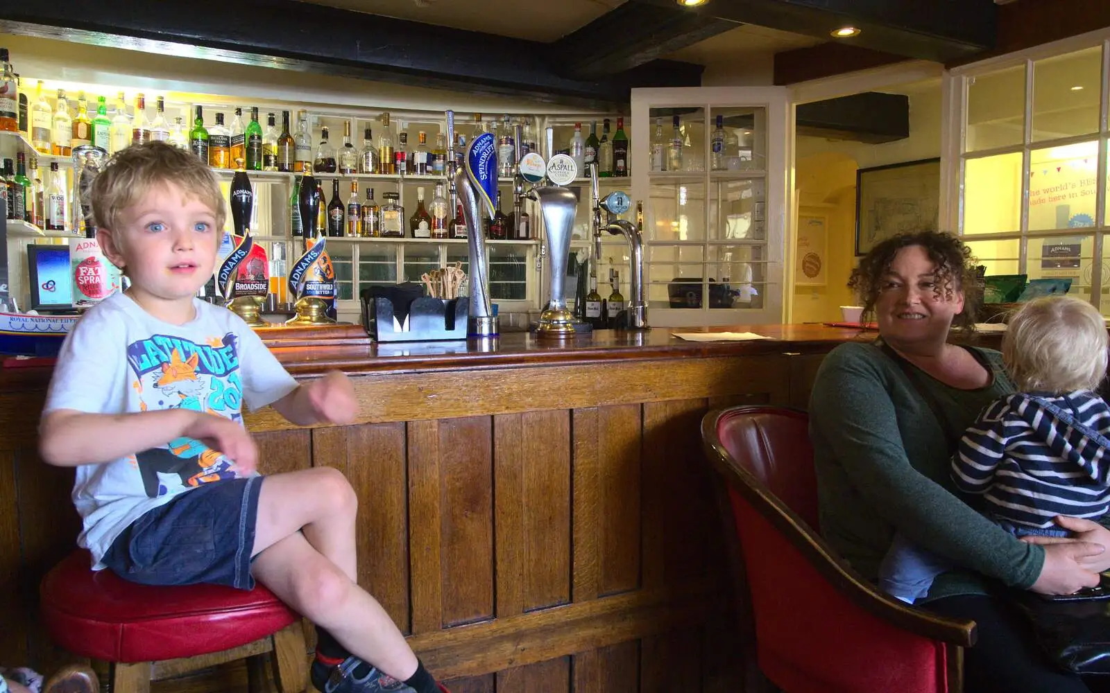 Fred and Louise in the Crown Hotel's back bar, from Southwold By The Sea, Suffolk - 29th September 2013