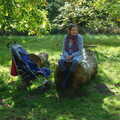 Isobel sits on a log, A Walk Around Thornham, and Jacqui Dankworth, Bungay, Suffolk - 6th October 2013