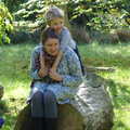 Isobel and Fred on a log, A Walk Around Thornham, and Jacqui Dankworth, Bungay, Suffolk - 6th October 2013
