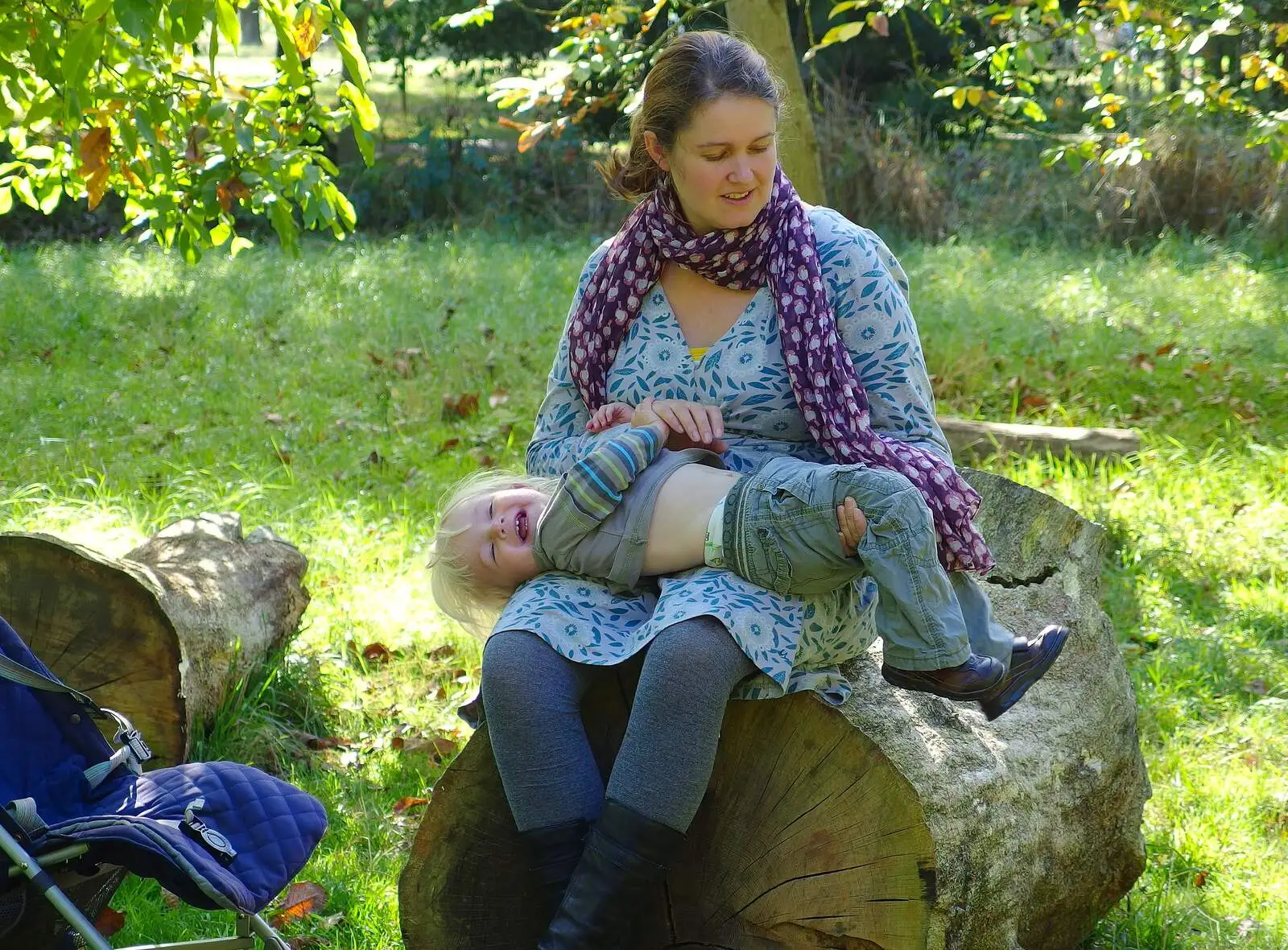 Harry gets a bit of log time, from A Walk Around Thornham, and Jacqui Dankworth, Bungay, Suffolk - 6th October 2013