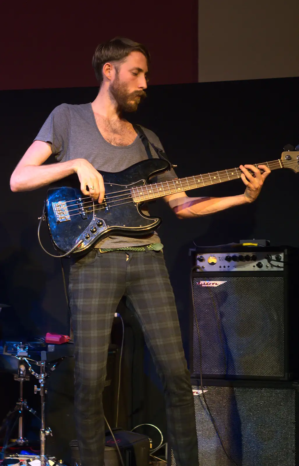 A bit of bass playing, from The Diss Cornhall Beer Festival and Maglia Rosa Group, Diss, Norfolk - 12th October 2013