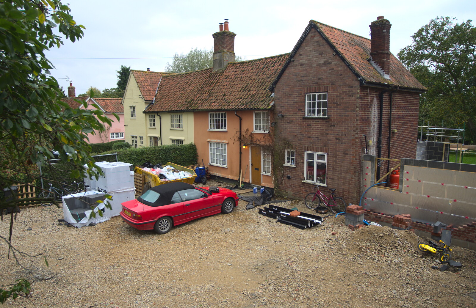 A view of the house from the scaffolding from A Building Site Update, Brome, Suffolk - 13th October 2013