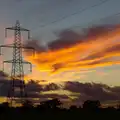 Bright orange clouds and pylons near Stuston, A Rachel and Sam Evening, Gwydir Street, Cambridge - 19th October 2013