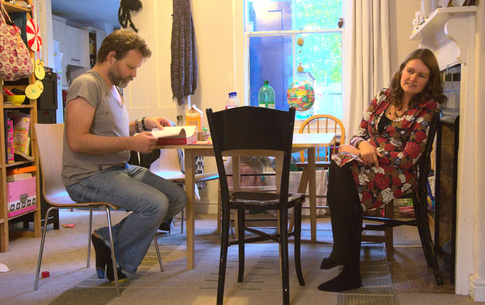 Sam reads up on meat roasting, from A Rachel and Sam Evening, Gwydir Street, Cambridge - 19th October 2013