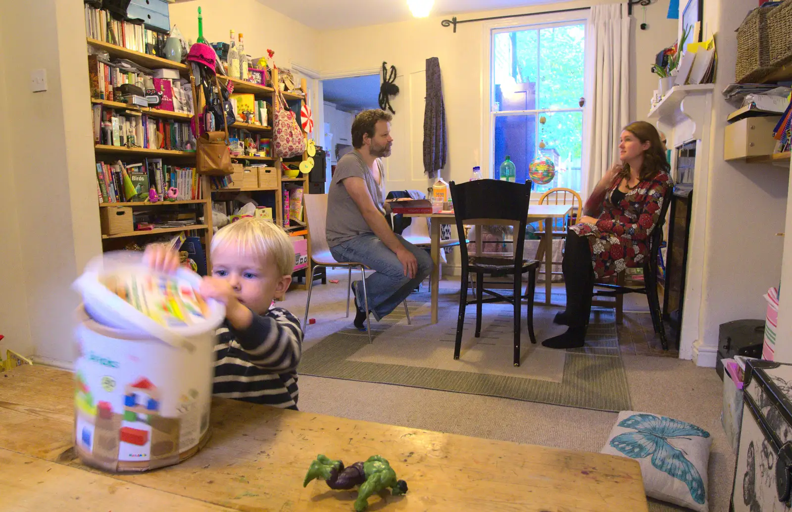 Harry - Baby Gabey - raids the blocks bucket, from A Rachel and Sam Evening, Gwydir Street, Cambridge - 19th October 2013