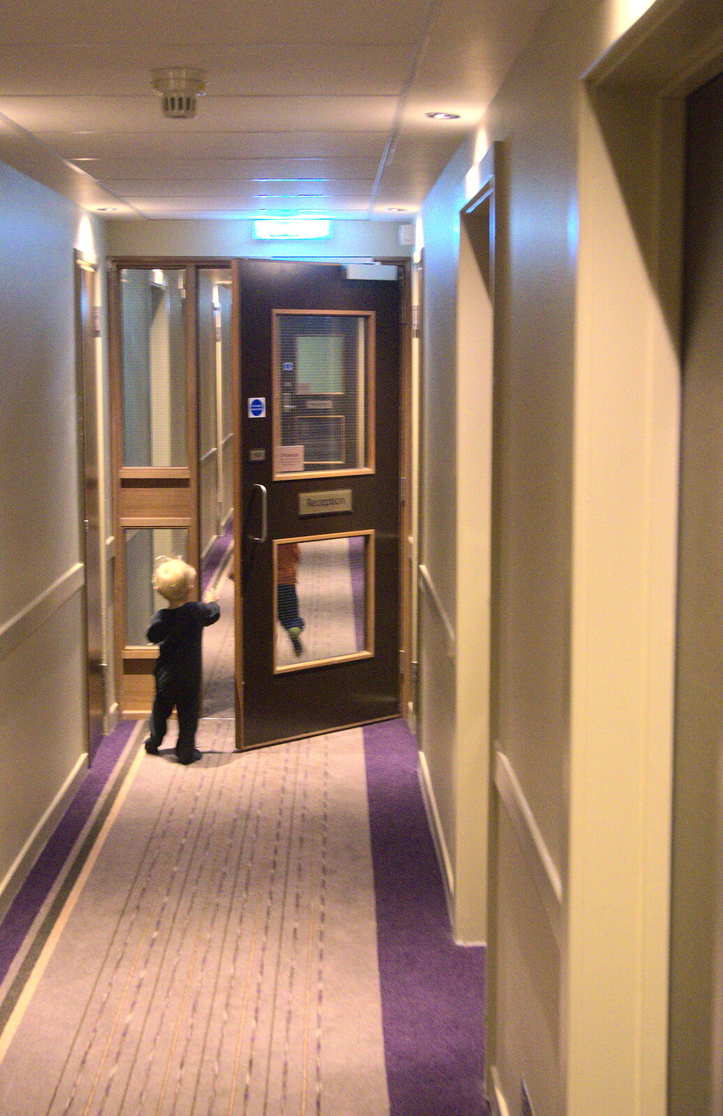 Fred and Harry run off down the corridor from A Few Days in Spreyton, Devon - 26th October 2013