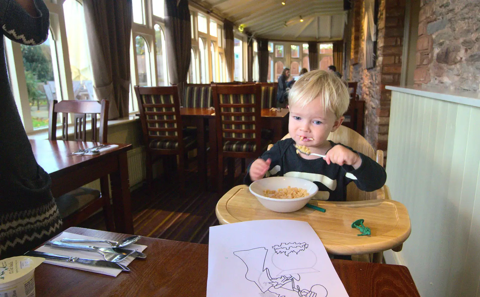 Harry stuffs his face with cereal, from A Few Days in Spreyton, Devon - 26th October 2013