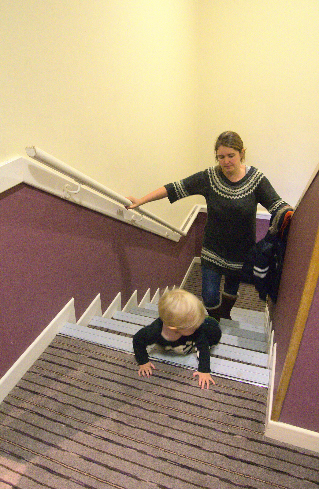Harry climbs the stairs from A Few Days in Spreyton, Devon - 26th October 2013