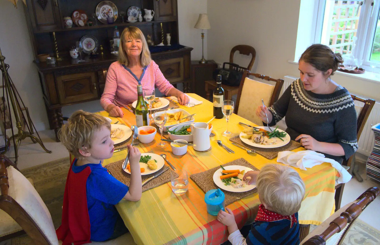 Mother and the gang do Saturday lunch, from A Few Days in Spreyton, Devon - 26th October 2013