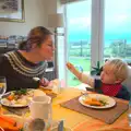 Harry gets Isobel to blow on a hot potato, A Few Days in Spreyton, Devon - 26th October 2013