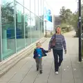 Fred and Grandma J outside the aquarium, A Few Days in Spreyton, Devon - 26th October 2013