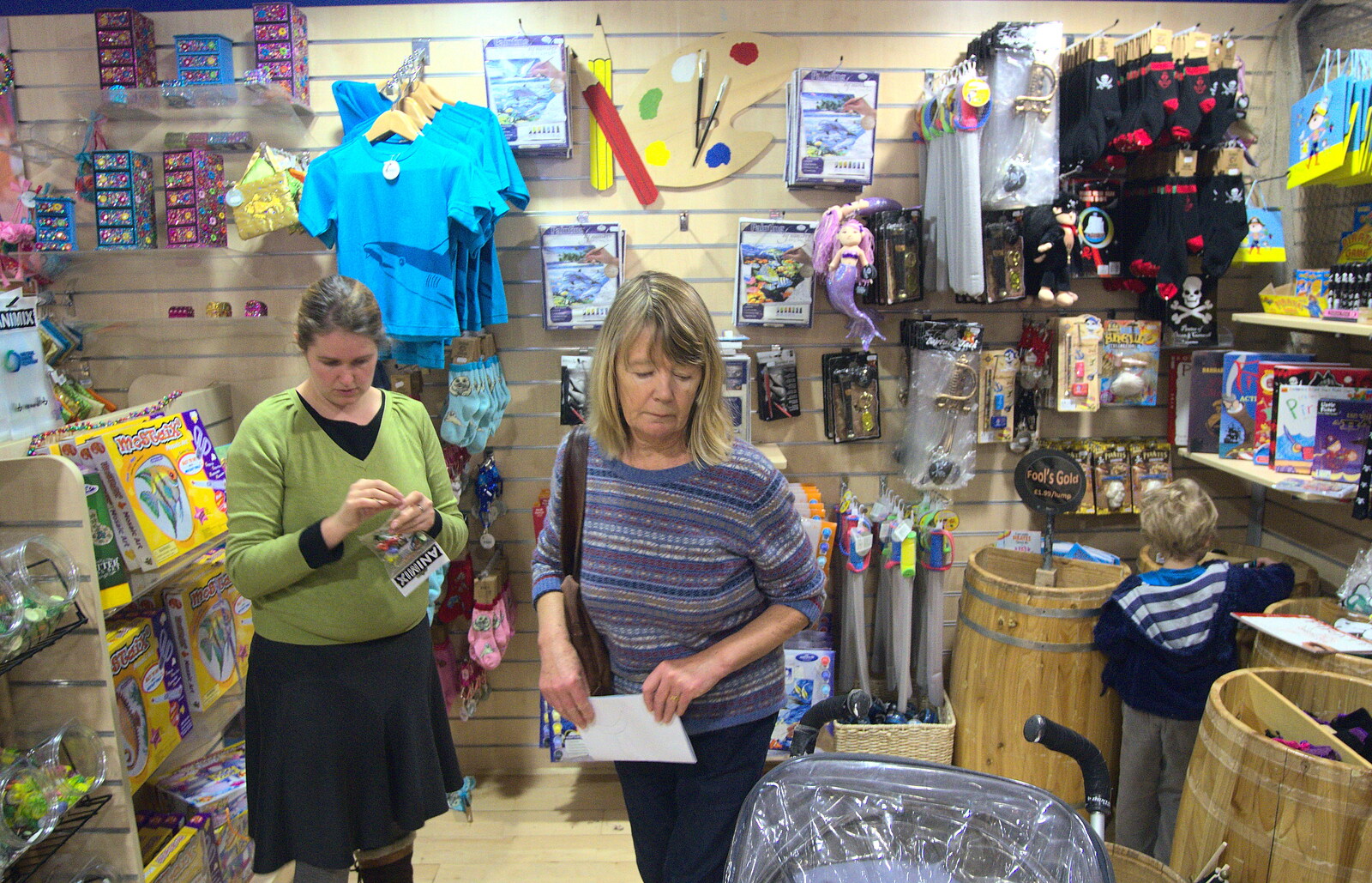 Isobel and Mother in the shop from A Few Days in Spreyton, Devon - 26th October 2013