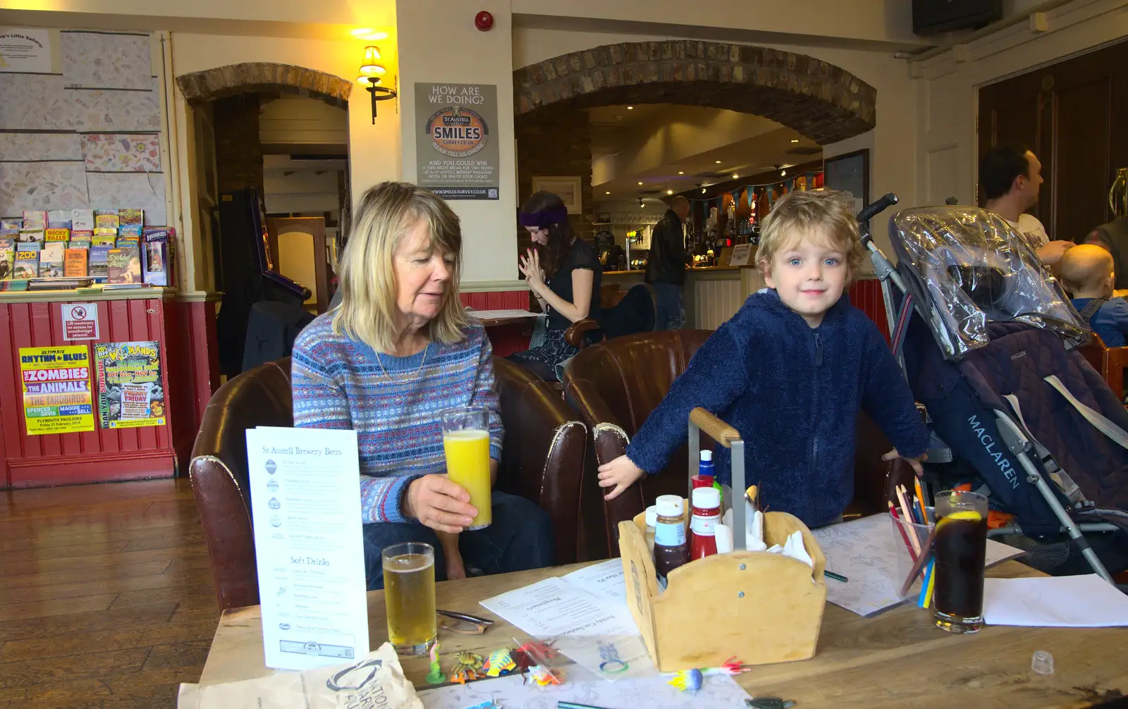 Mother and Fred in The Ship Inn, from A Few Days in Spreyton, Devon - 26th October 2013