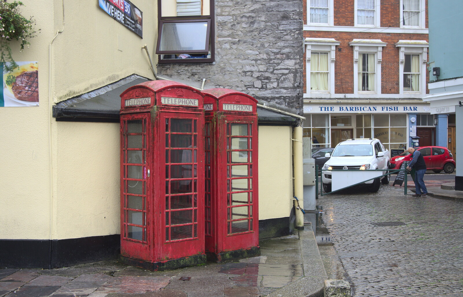 A pair of folorn-looking K6 phone boxes from A Few Days in Spreyton, Devon - 26th October 2013