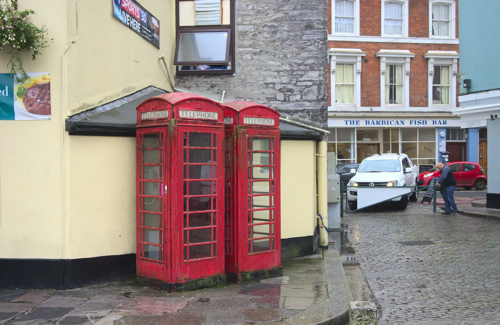 A pair of folorn-looking K6 phone boxes, from A Few Days in Spreyton, Devon - 26th October 2013