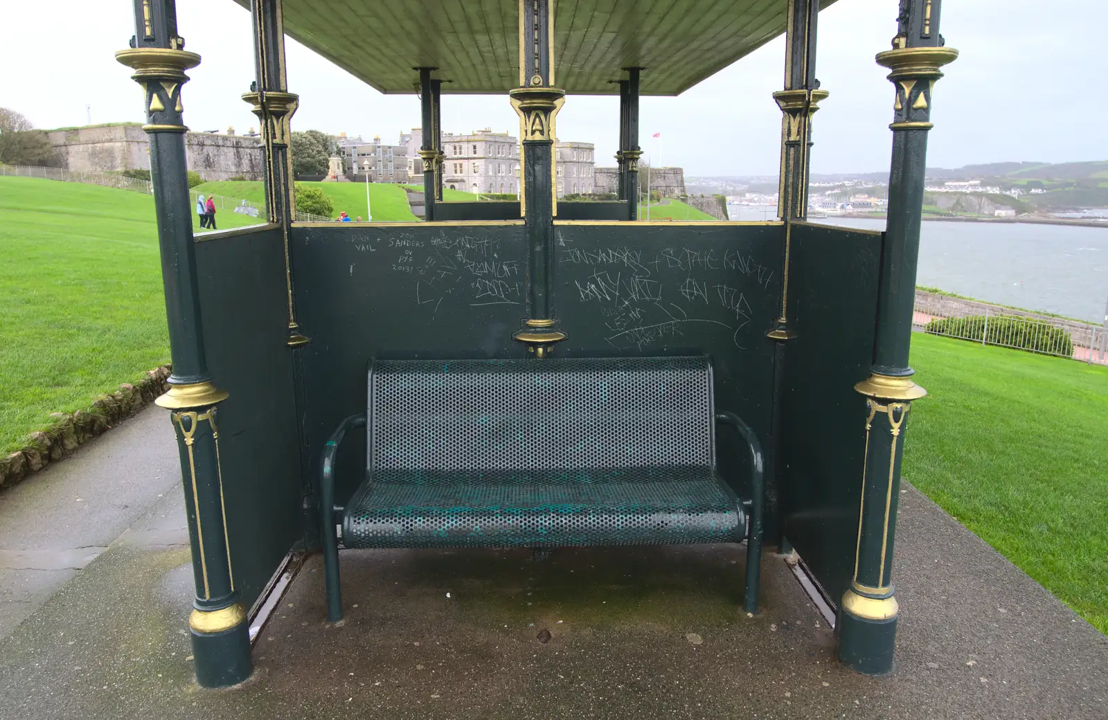 A graffiti'd shelter on Plymouth Hoe, from A Few Days in Spreyton, Devon - 26th October 2013