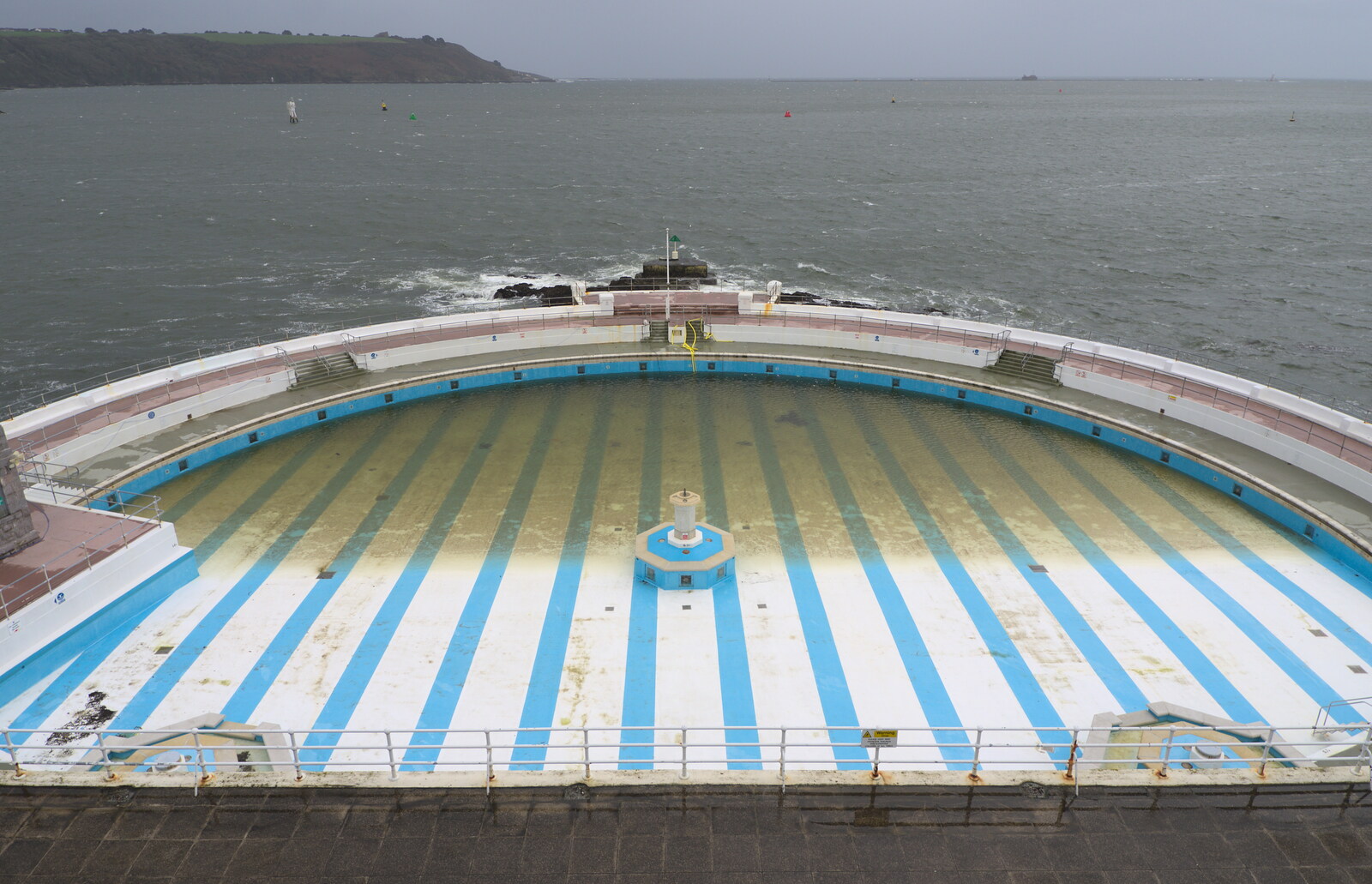The stripey but derelict-looking Tinside Lido from A Few Days in Spreyton, Devon - 26th October 2013