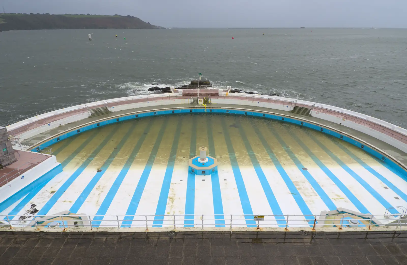 The stripey but derelict-looking Tinside Lido, from A Few Days in Spreyton, Devon - 26th October 2013