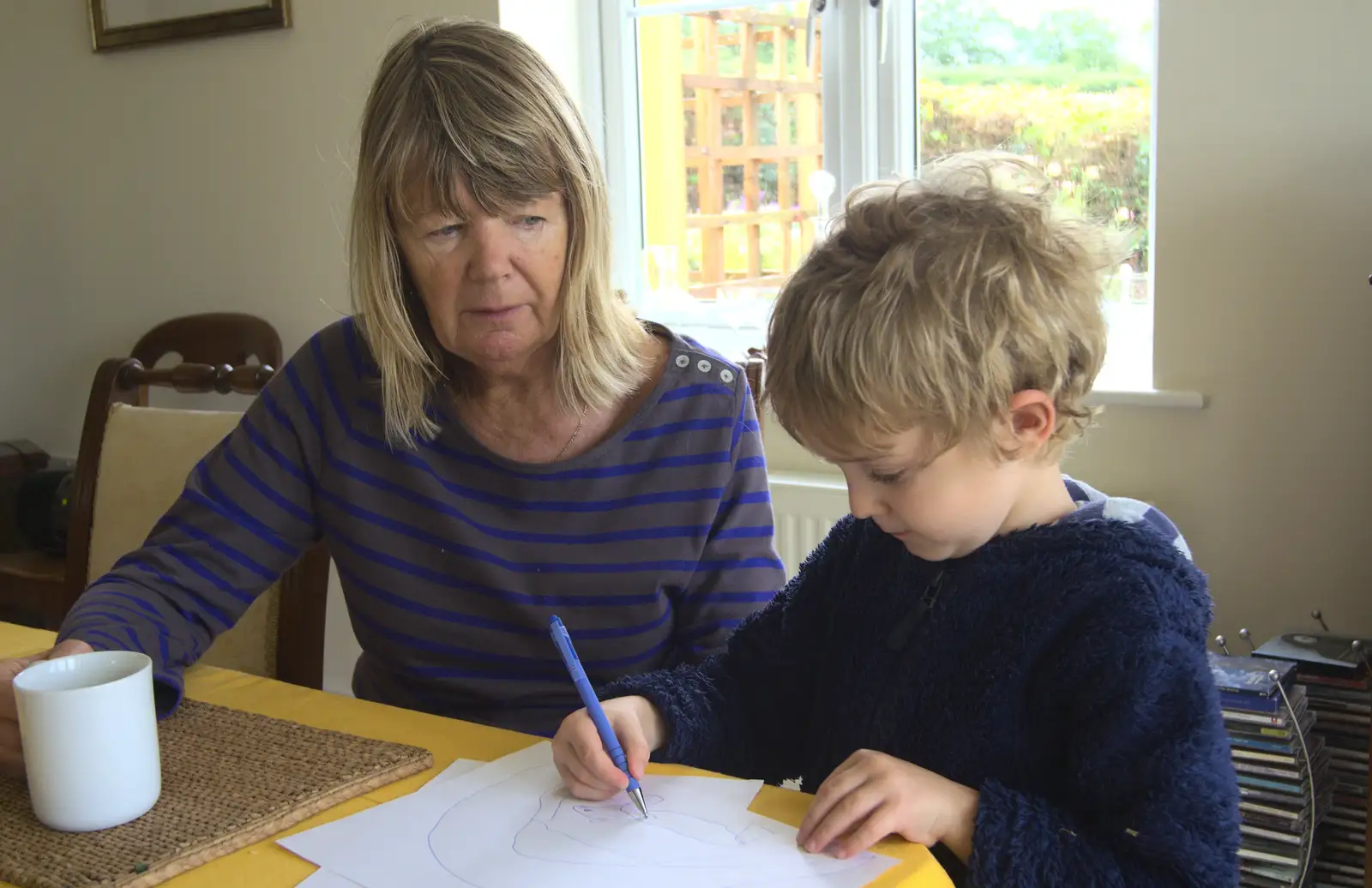 Fred does some drawing, from A Few Days in Spreyton, Devon - 26th October 2013