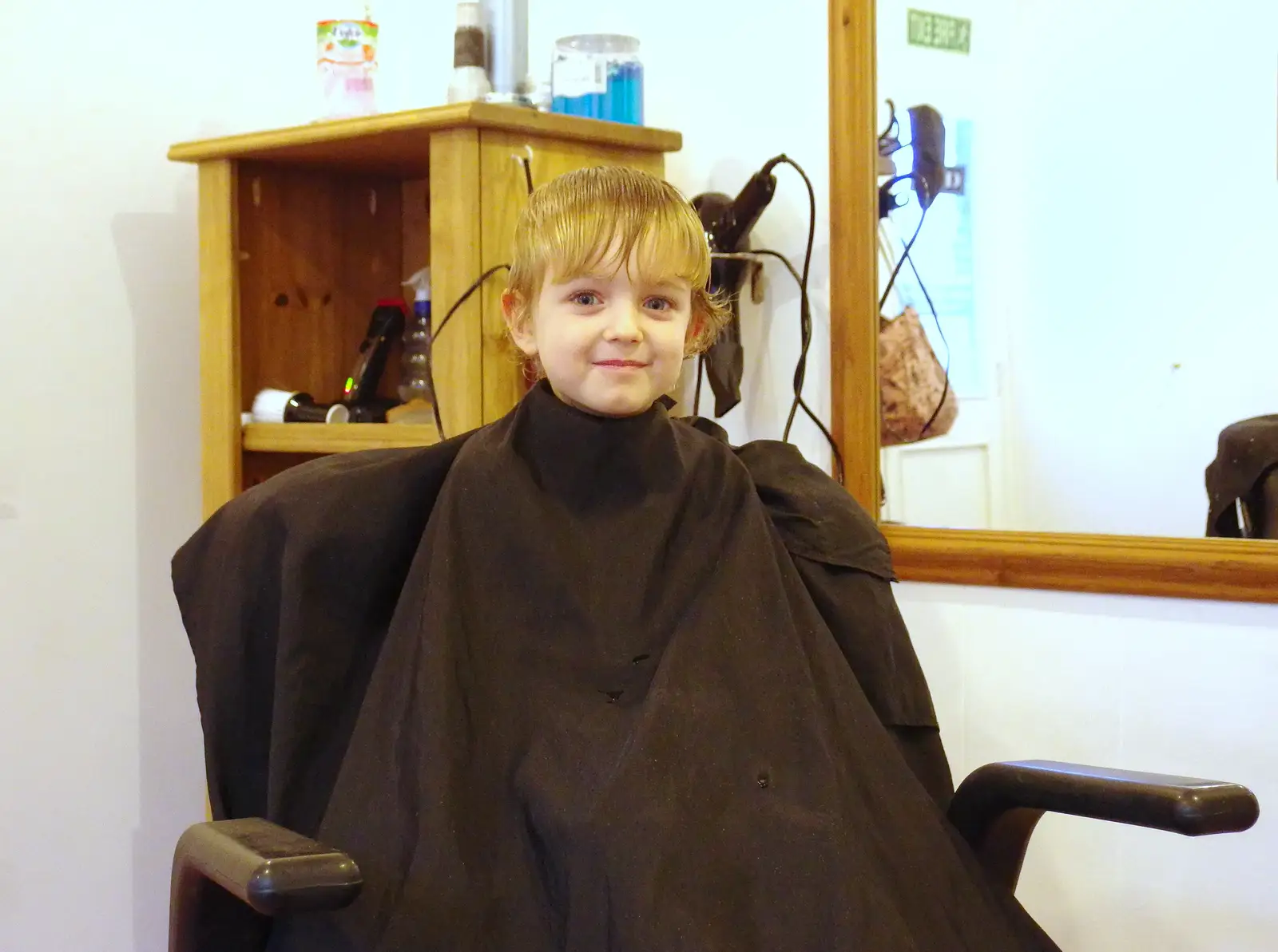 Fred models his partial haircut, from A November Miscellany and Building Progress, Thornham and Brome, Suffolk - 17th November 2013