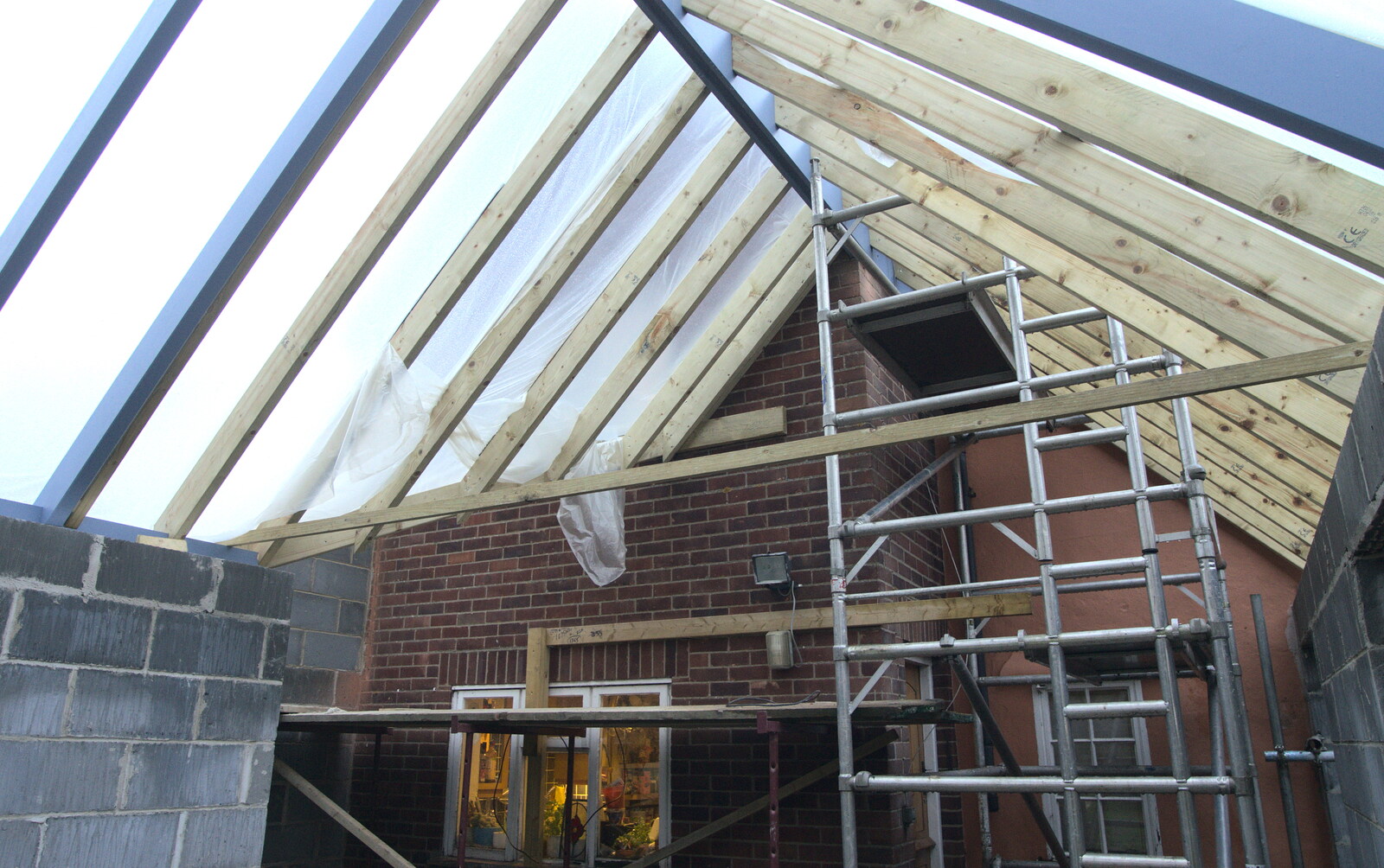 A November Miscellany and Building Progress, Thornham and Brome, Suffolk - 17th November 2013: The back room has a polythene roof