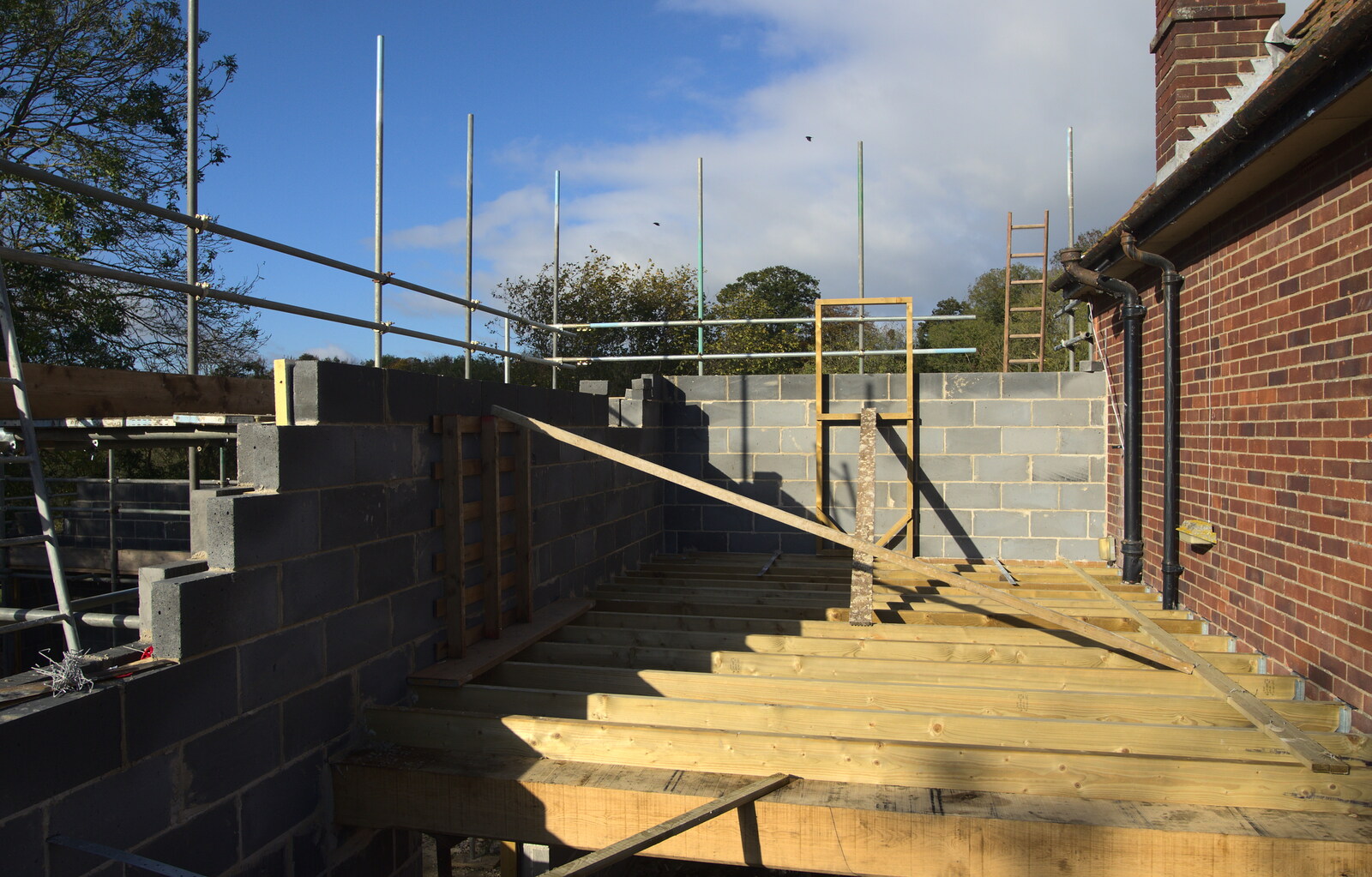 A November Miscellany and Building Progress, Thornham and Brome, Suffolk - 17th November 2013: The first floor of the side extension