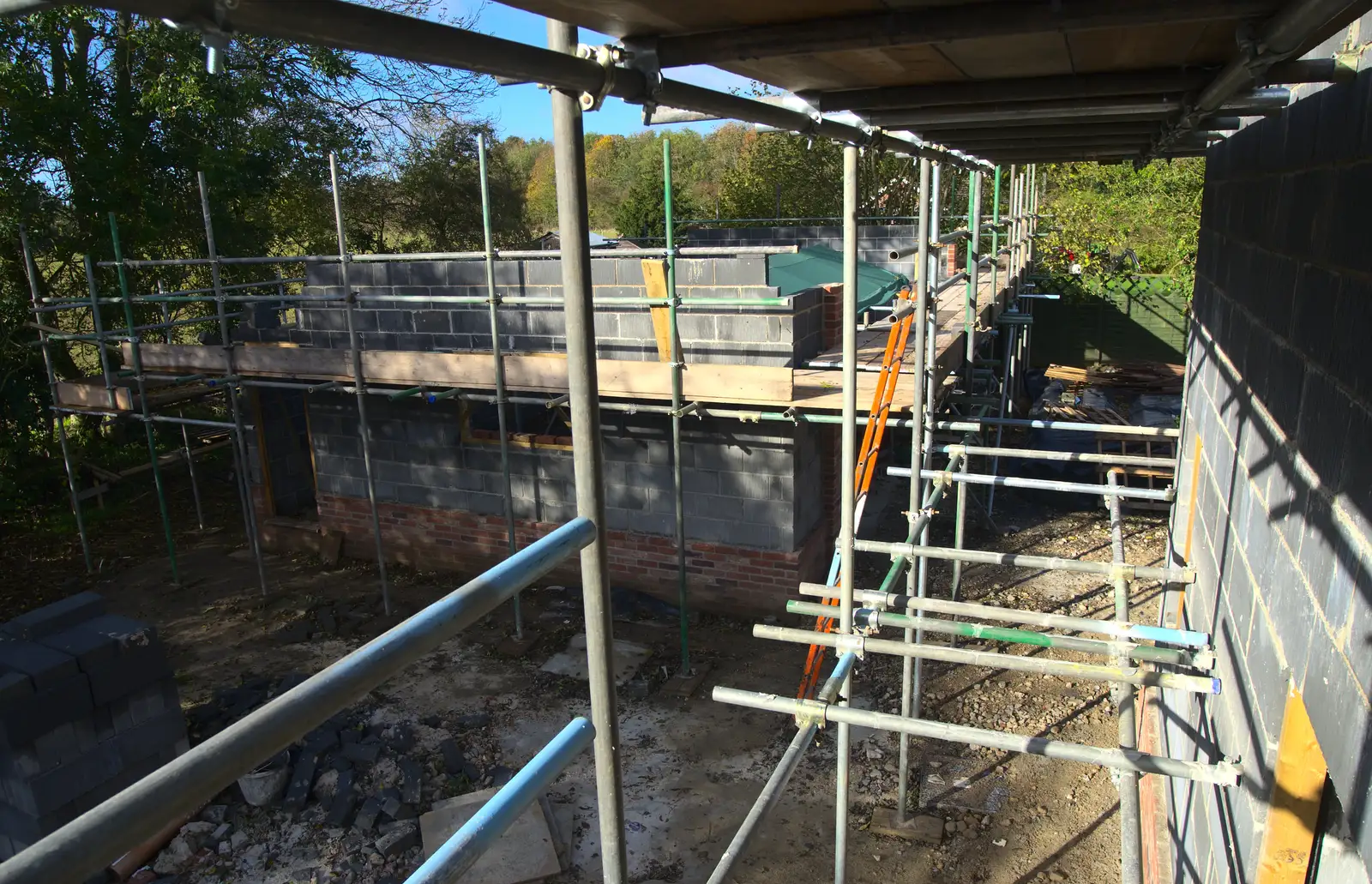 Scaffolding everywhere, from A November Miscellany and Building Progress, Thornham and Brome, Suffolk - 17th November 2013