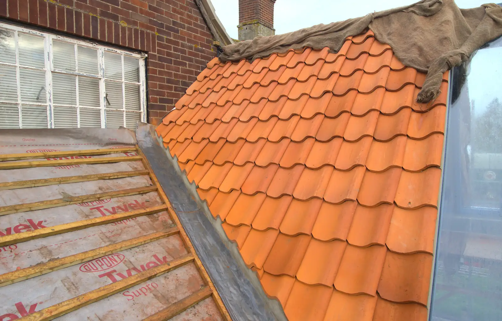 Nice new tiles on the conservatory roof, from More Building and Palgrave Playground, Suffolk - 24th November 2013