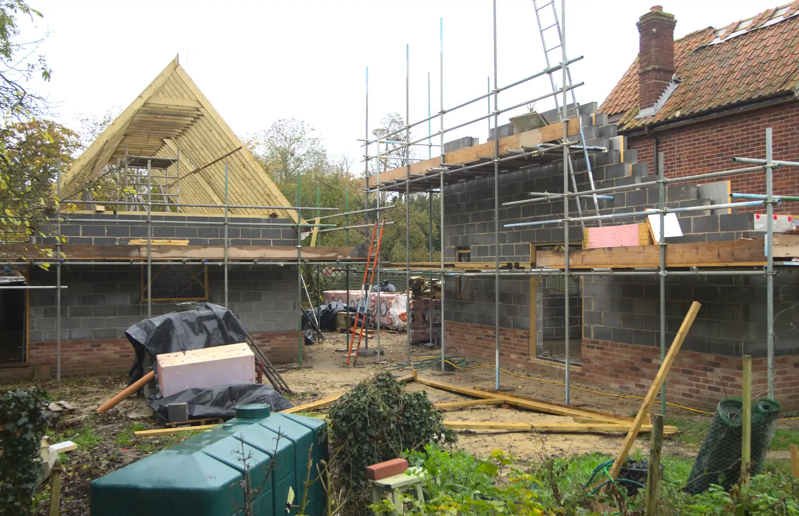 Building site progress, from More Building and Palgrave Playground, Suffolk - 24th November 2013