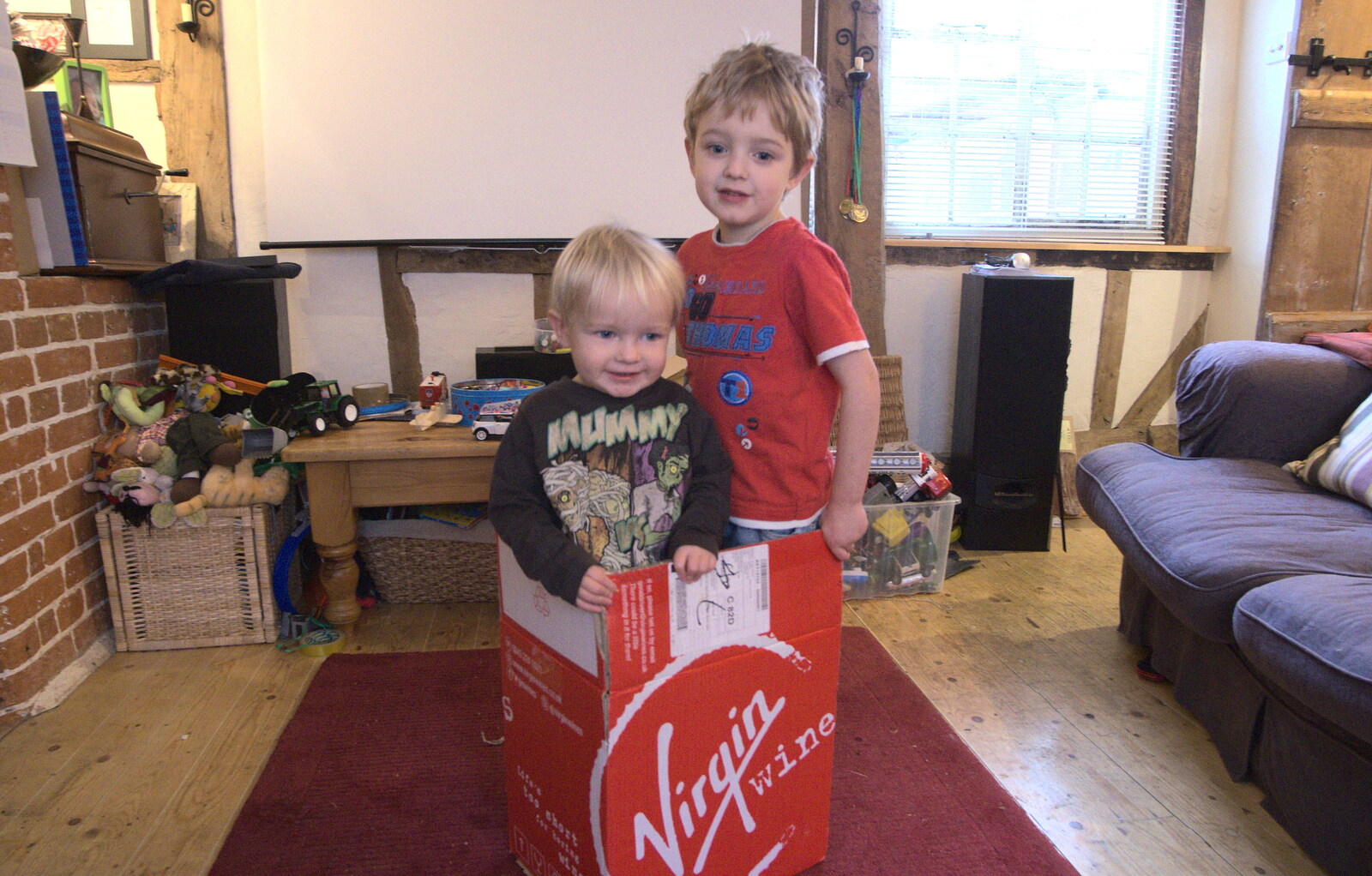 More Building and Palgrave Playground, Suffolk - 24th November 2013: The boys are in a cardboard box