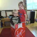 The boys are in a cardboard box, More Building and Palgrave Playground, Suffolk - 24th November 2013