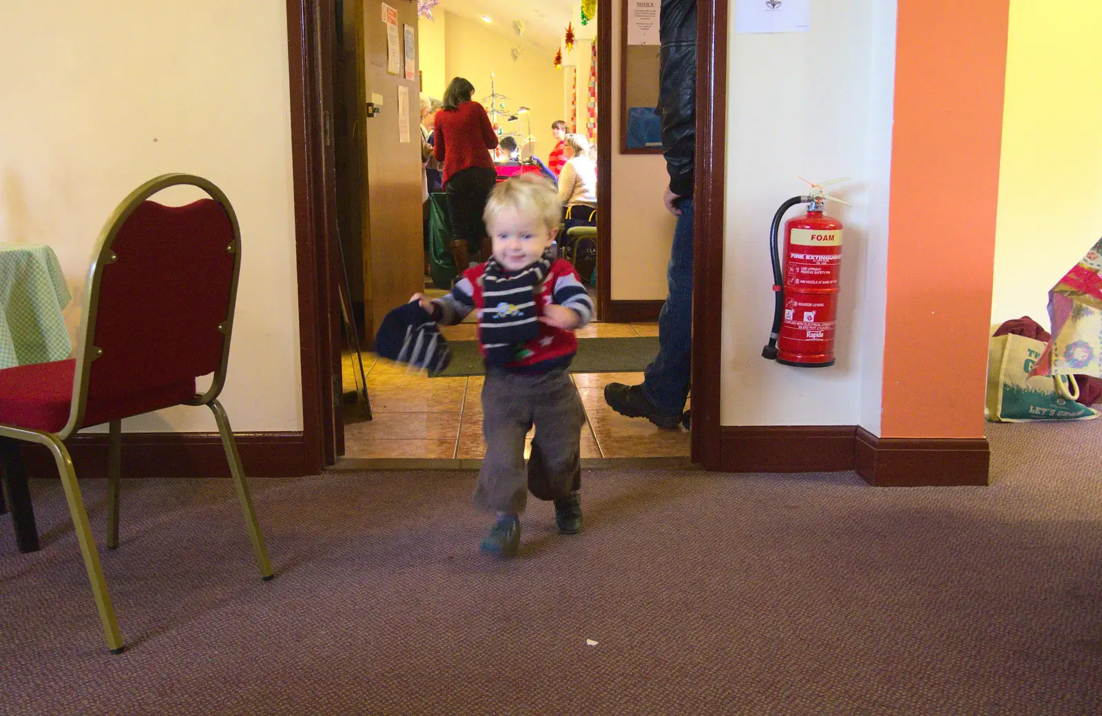 Harry runs around at Palgrave village hall, from More Building and Palgrave Playground, Suffolk - 24th November 2013