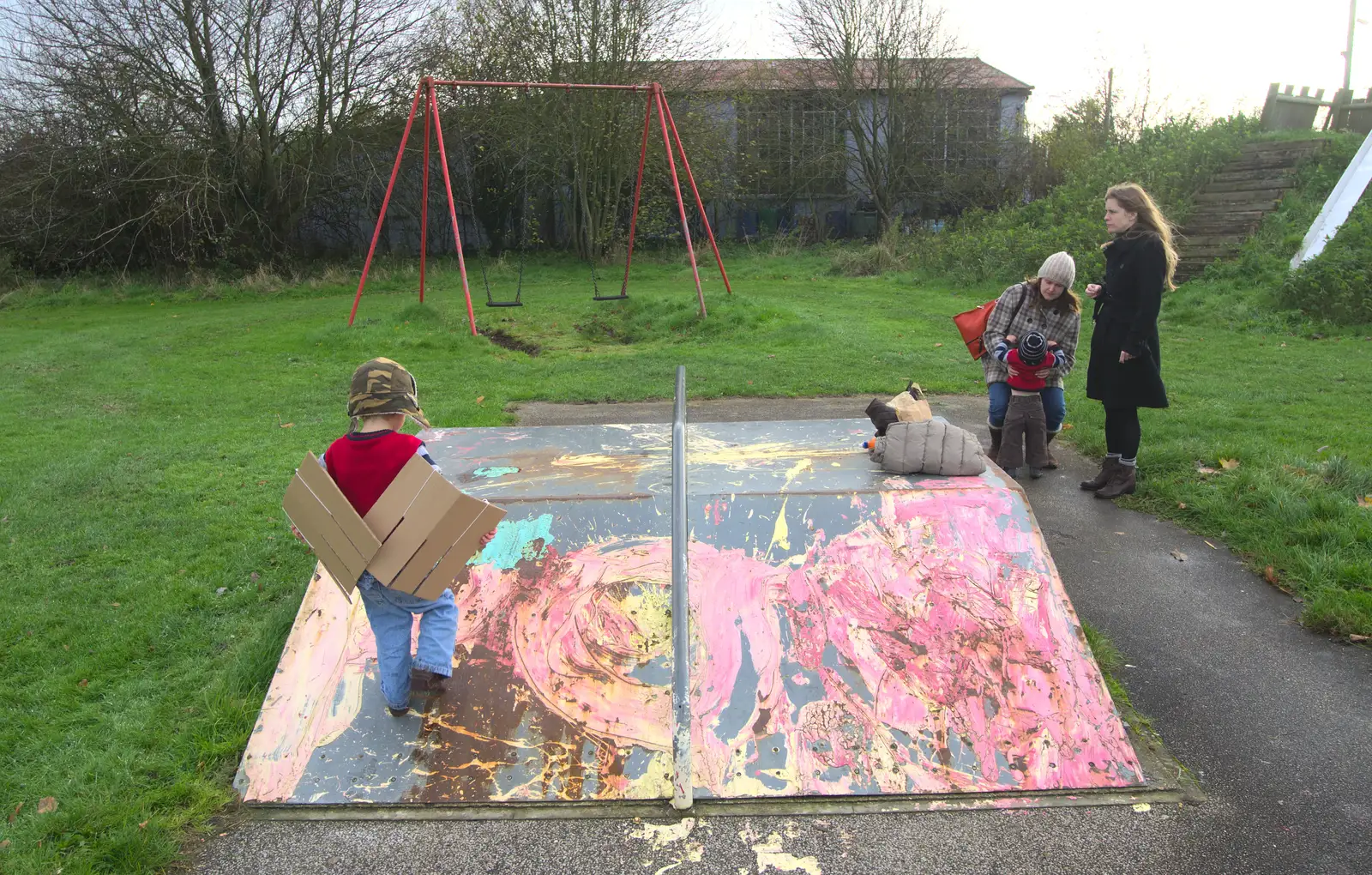 A skate ramp, and Fred's wings, from More Building and Palgrave Playground, Suffolk - 24th November 2013