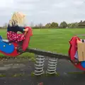 Milly and Fred on the spring seesaw, More Building and Palgrave Playground, Suffolk - 24th November 2013