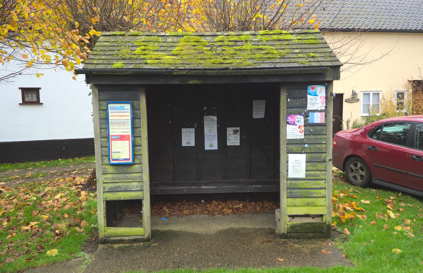 The bus stop in Palgrave, from More Building and Palgrave Playground, Suffolk - 24th November 2013