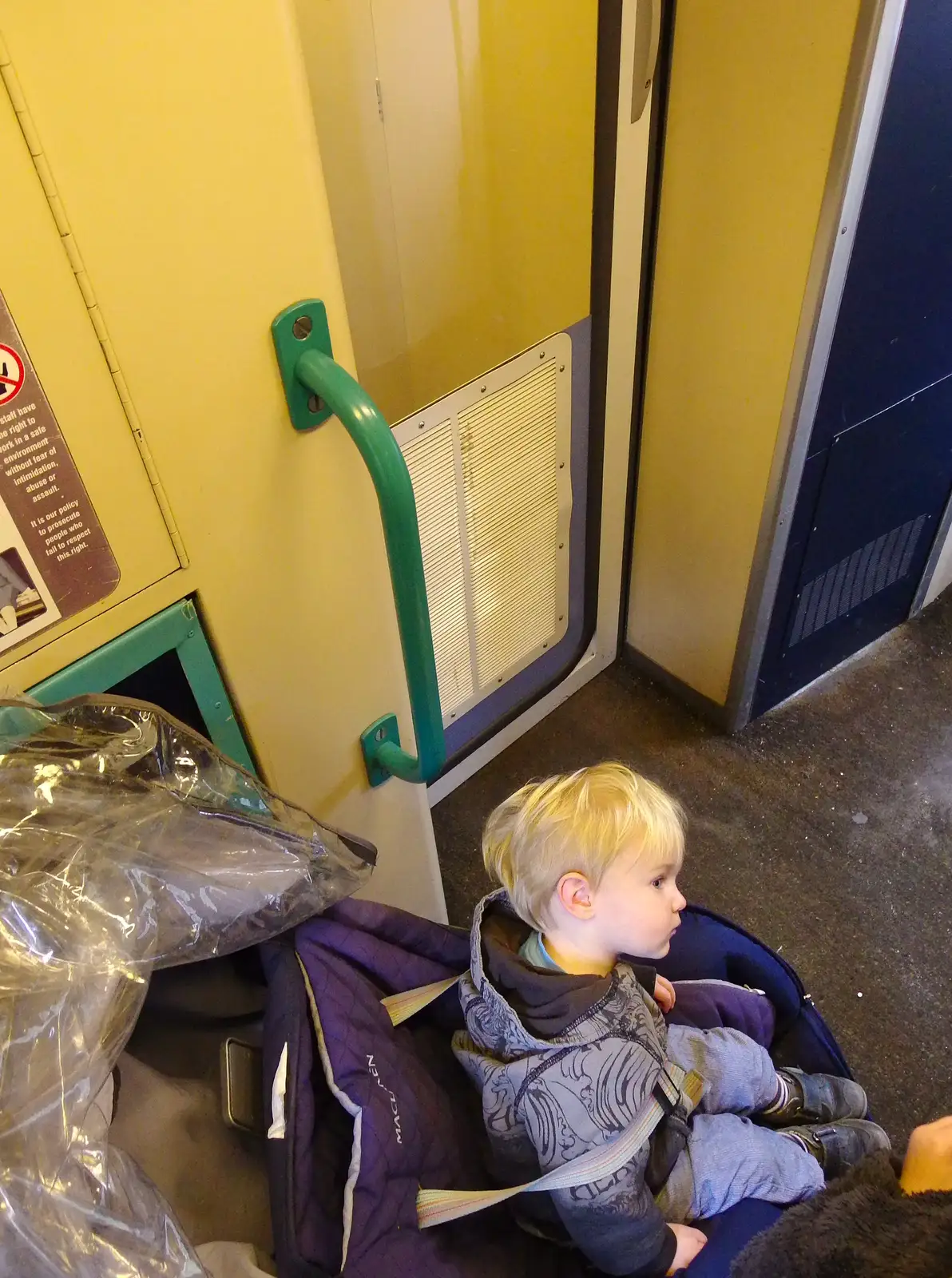 Harry in a Mark 3 coach vestibule, from Lunch in the East End, Spitalfields and Brick Lane, London - 1st December 2013