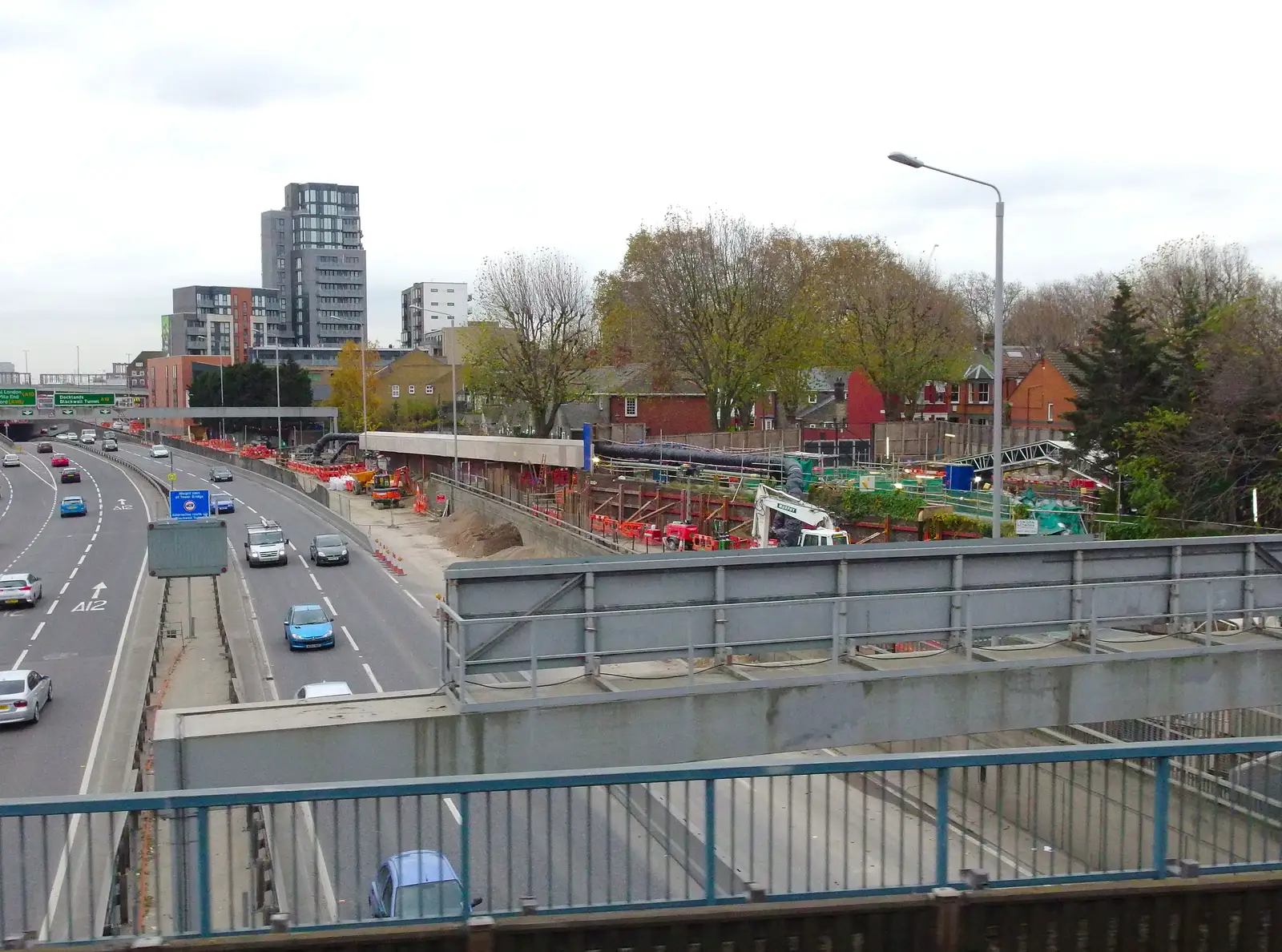 The A13, and Crossrail dig, from Lunch in the East End, Spitalfields and Brick Lane, London - 1st December 2013