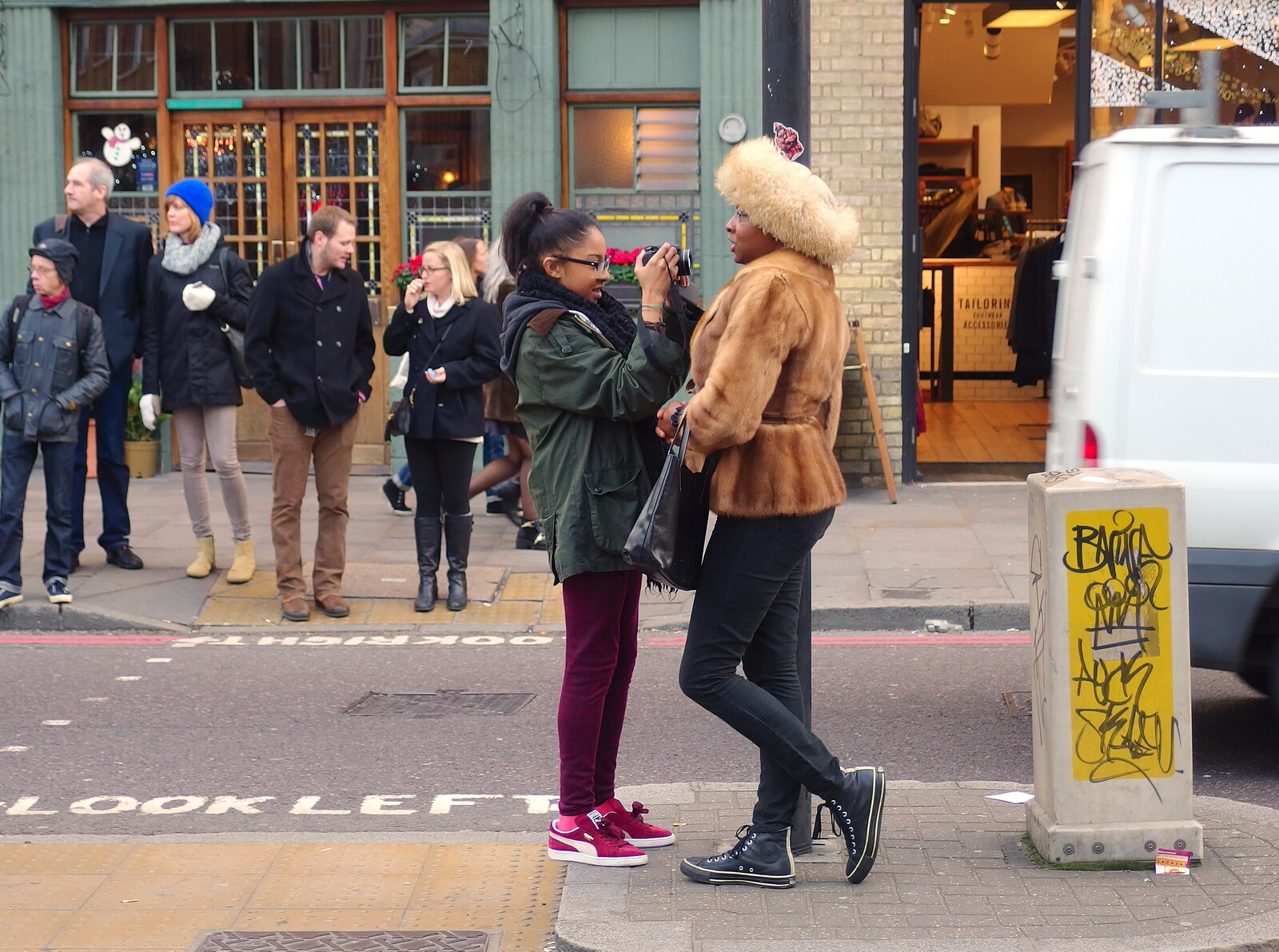 On Commercial Street, street photography occurs from Lunch in the East End, Spitalfields and Brick Lane, London - 1st December 2013