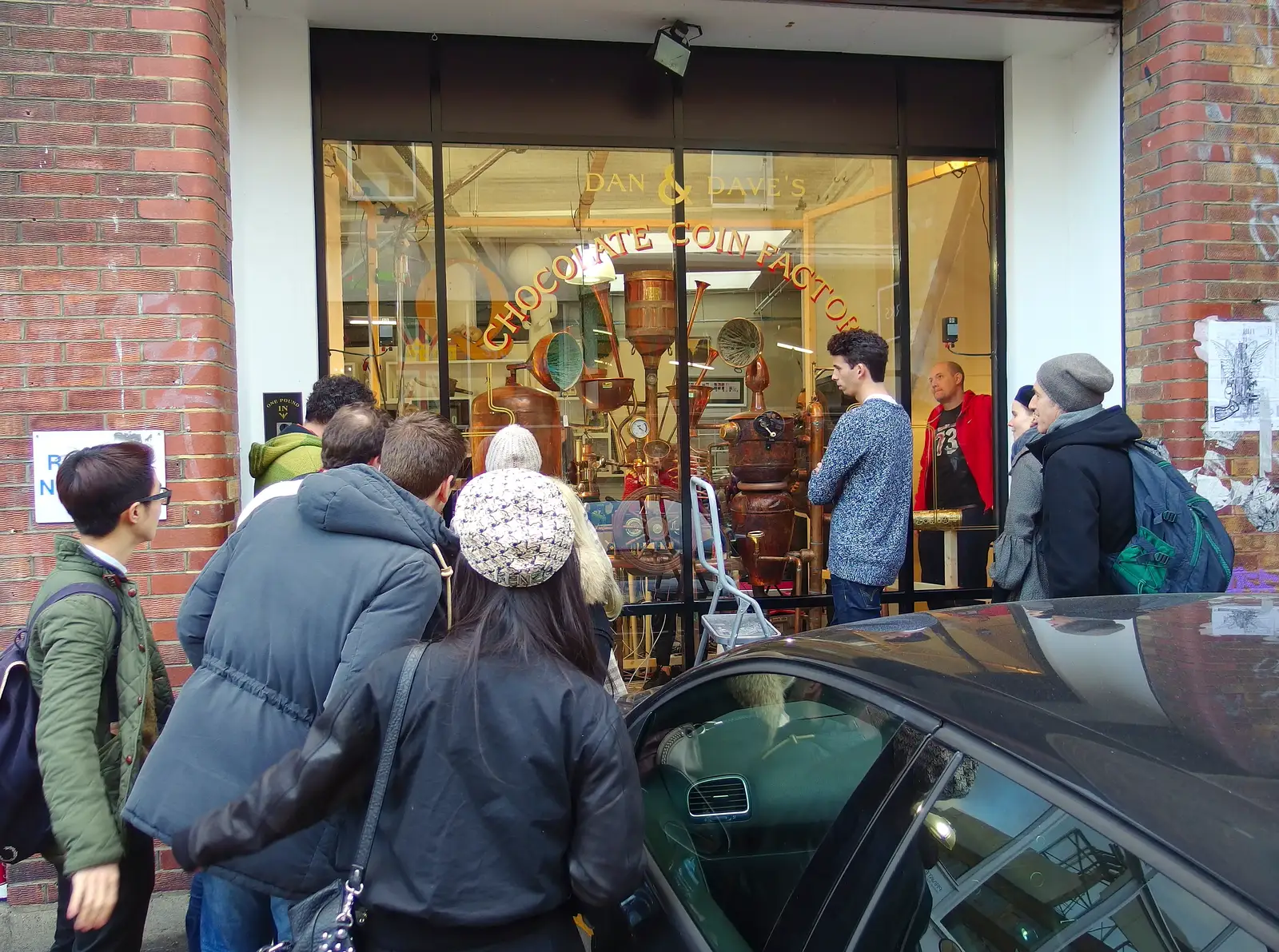 There's excitement at the Chocolate Coin Factory, from Lunch in the East End, Spitalfields and Brick Lane, London - 1st December 2013