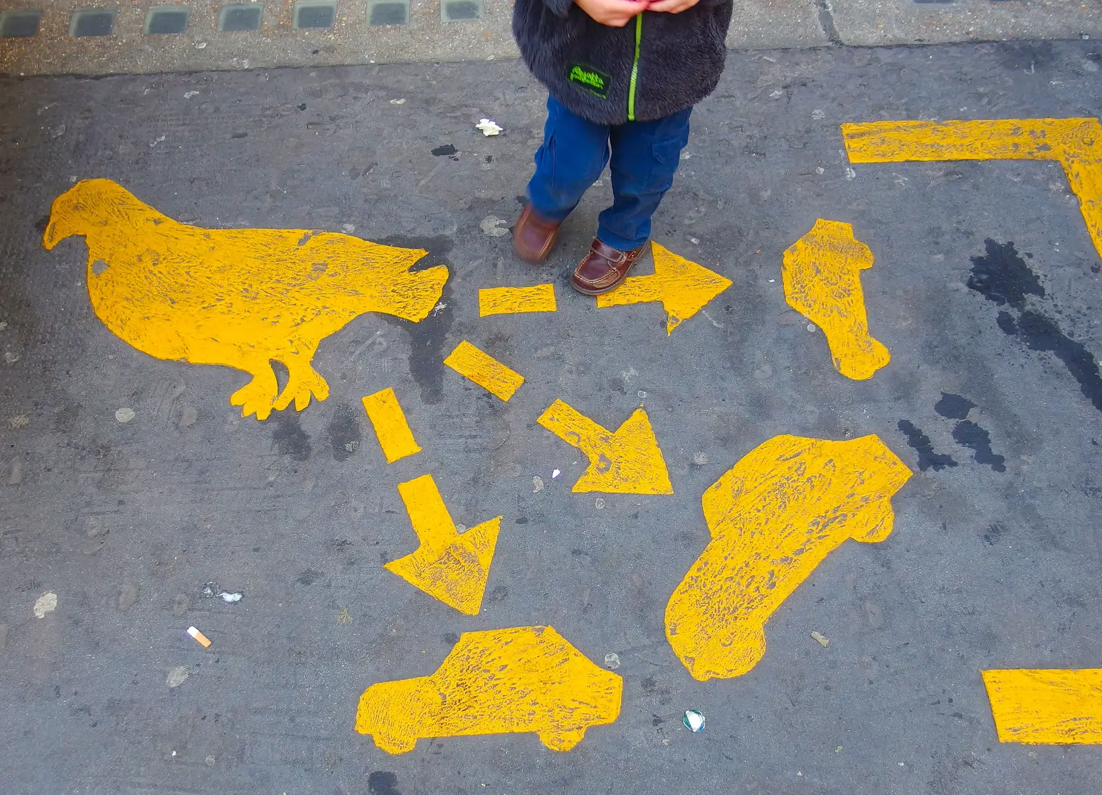 Cryptic road signs about pigeon poo, from Lunch in the East End, Spitalfields and Brick Lane, London - 1st December 2013