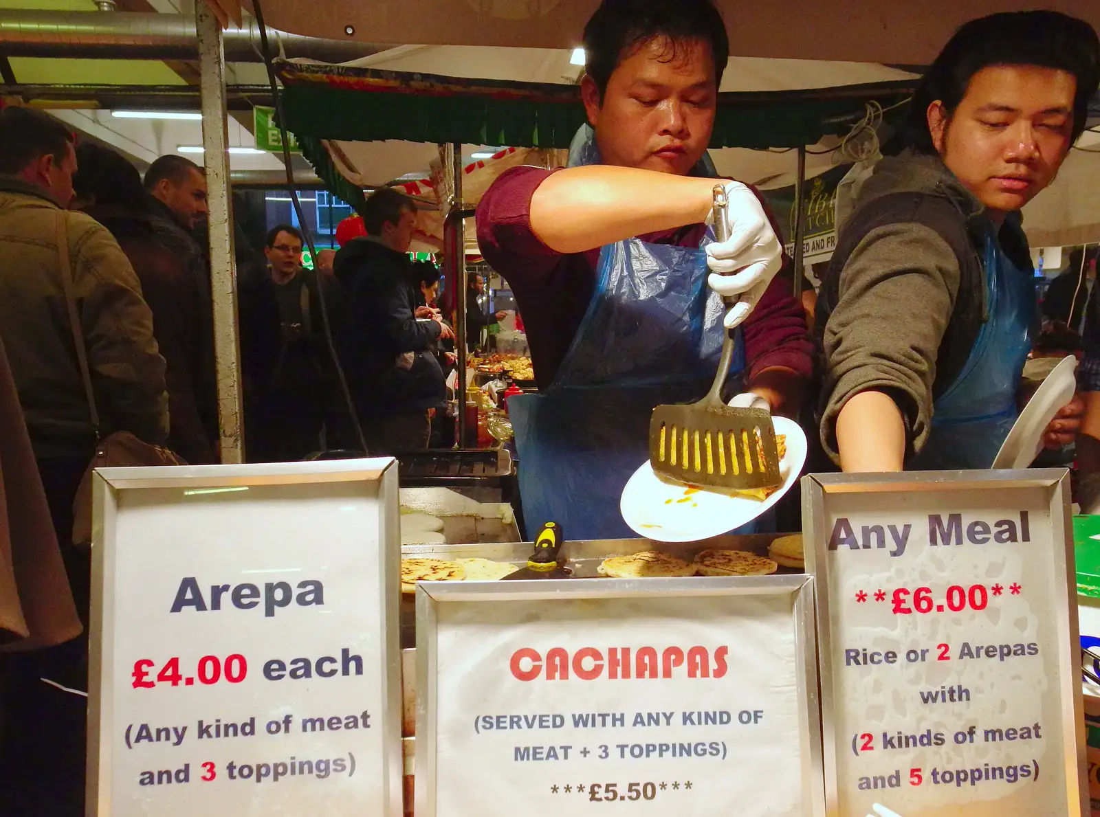 Nosher eats some cachapas - Venezuelan street food, from Lunch in the East End, Spitalfields and Brick Lane, London - 1st December 2013