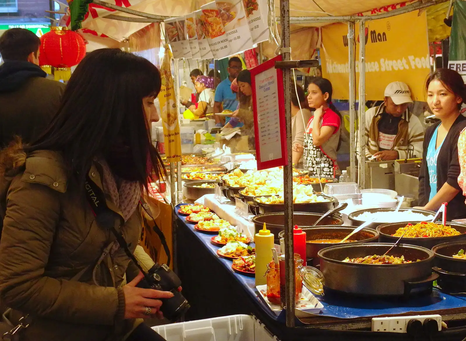 More street food in the Brick Lane food market, from Lunch in the East End, Spitalfields and Brick Lane, London - 1st December 2013