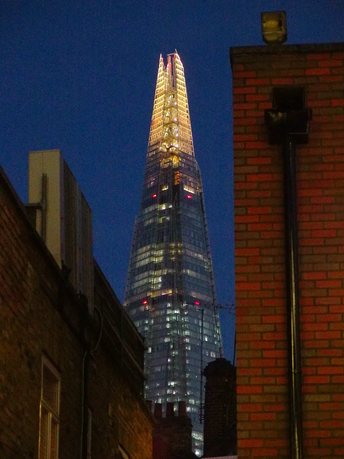 The Shard, lit up in the dusk, from SwiftKey's Arcade Cabinet, and the Streets of Southwark, London - 5th December 2013