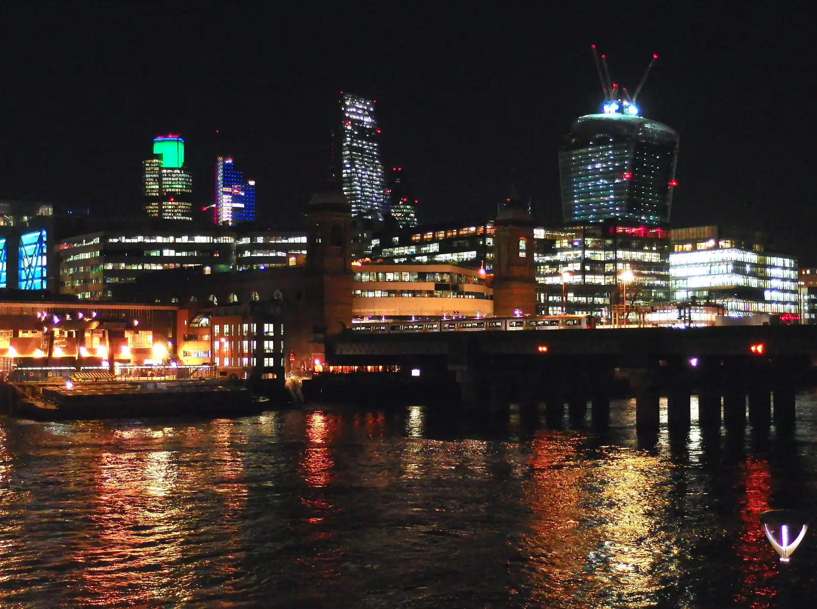 A night view of the City from Southwark Bridge, from SwiftKey's Arcade Cabinet, and the Streets of Southwark, London - 5th December 2013