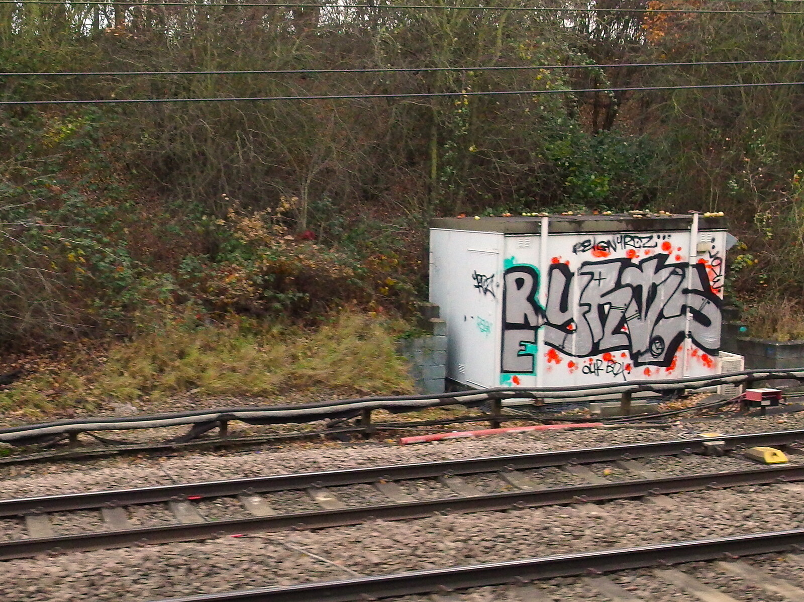 SwiftKey's Arcade Cabinet, and the Streets of Southwark, London - 5th December 2013: Trackside graffiti