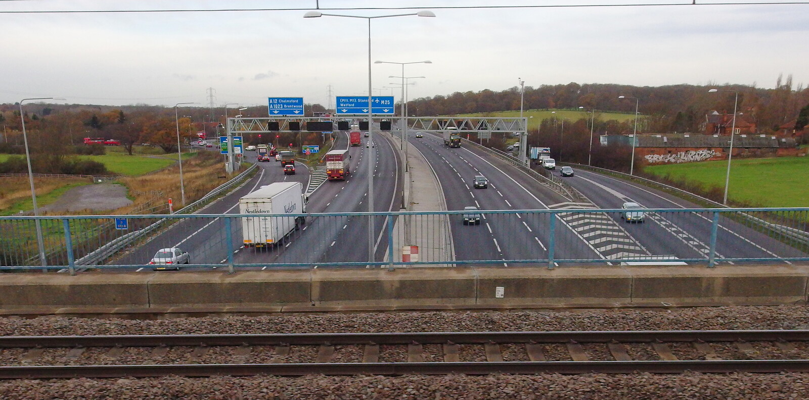 The M25 as seen from the train from SwiftKey's Arcade Cabinet, and the Streets of Southwark, London - 5th December 2013