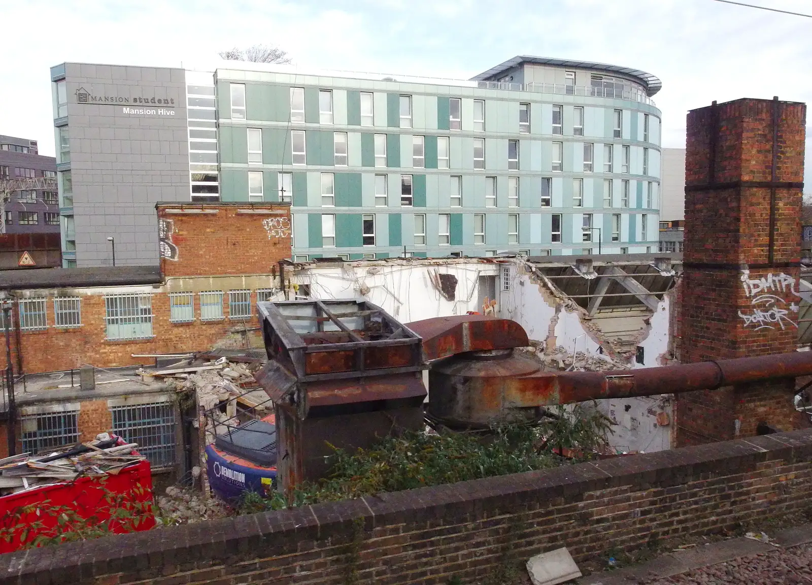 Derelict buildings near the Mansion Hive, from SwiftKey's Arcade Cabinet, and the Streets of Southwark, London - 5th December 2013