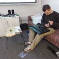 Joe works on a monitor, SwiftKey's Arcade Cabinet, and the Streets of Southwark, London - 5th December 2013