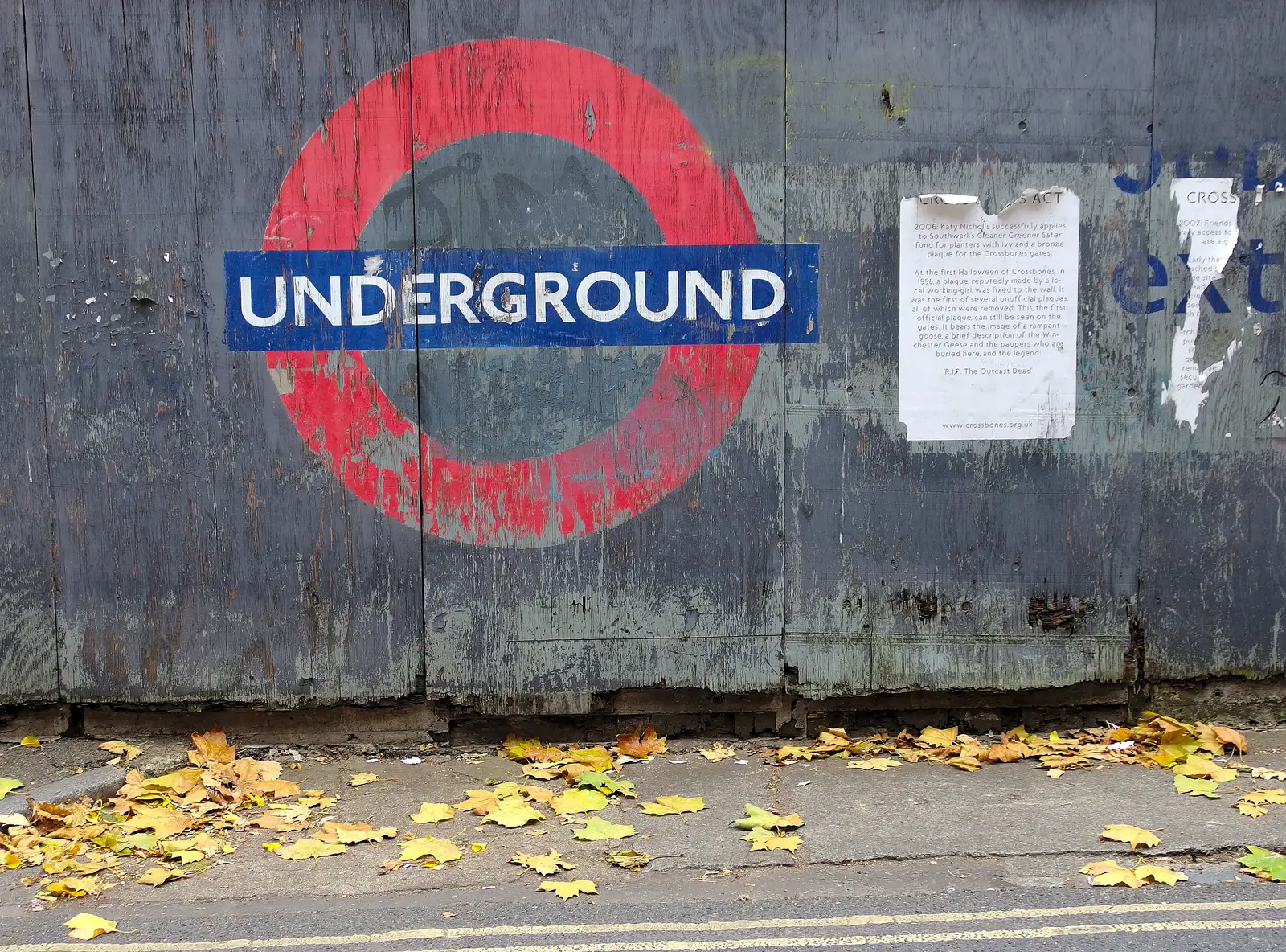 Faded Underground sign on Redcross Way, from SwiftKey's Arcade Cabinet, and the Streets of Southwark, London - 5th December 2013